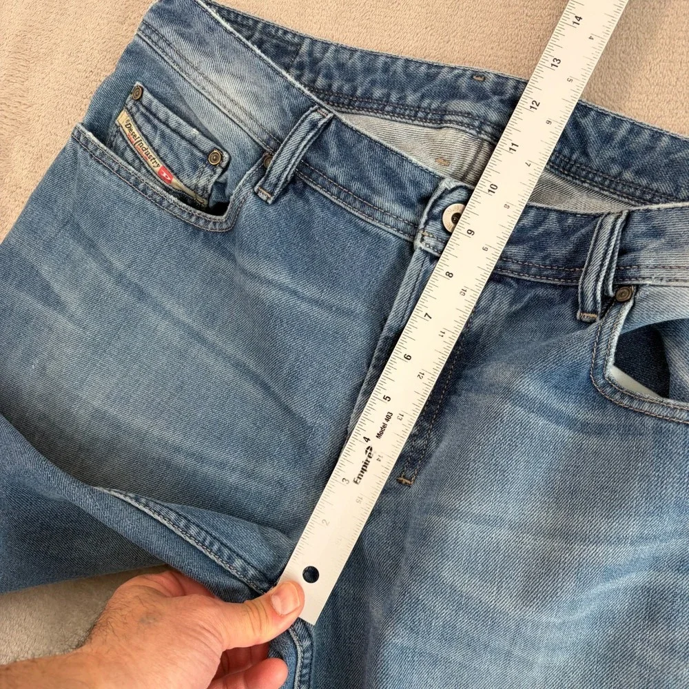 Diesel Zatiny‎ Bootcut Jeans Men 36x34 Blue 008AT Distressed Fade Button Fly